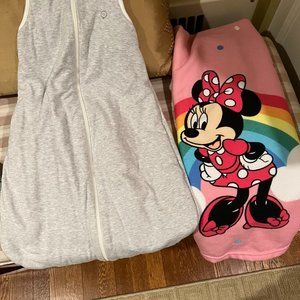 sleep sack and Minnie Mouse towel